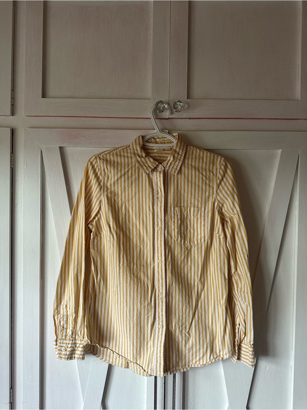 GAP Yellow and White Striped Button-Down Shirt
